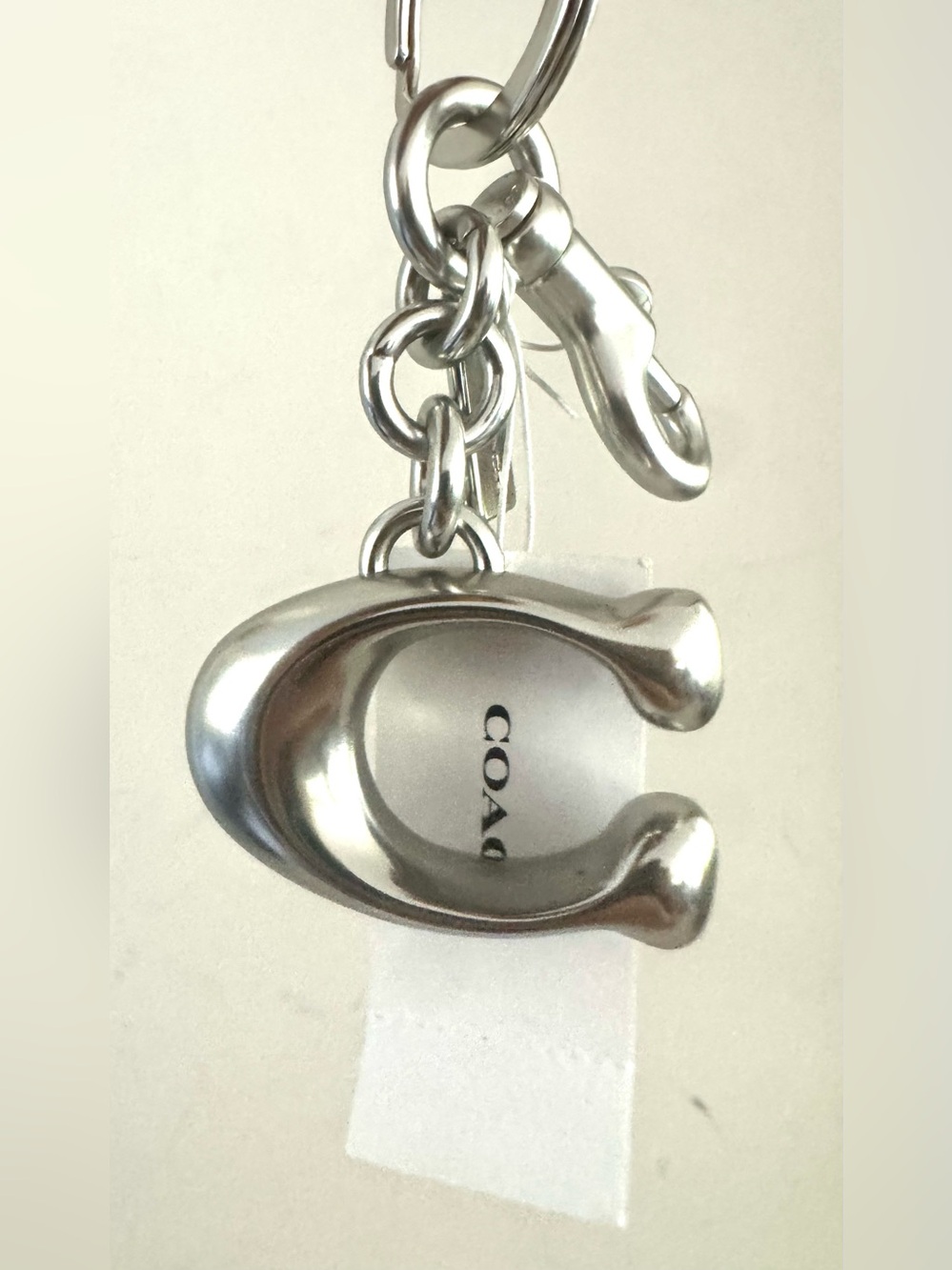 COACH NWT Silver C Bag Charm Keychain Purse Charm Gift Giftable - Picture 2 of 7